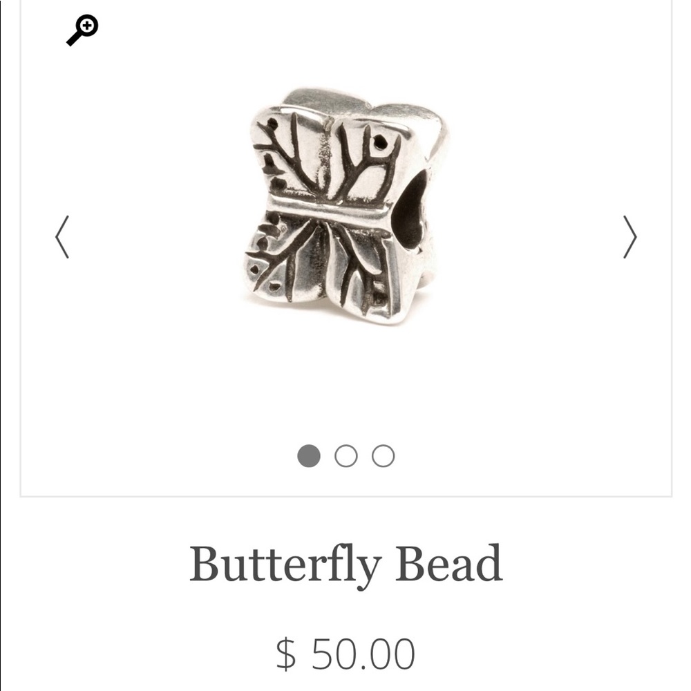 Trollbeads butterfly bead sterling silver